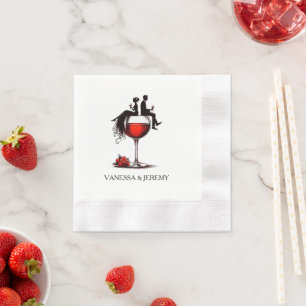 Serviette En Papier Couple de vin rouge