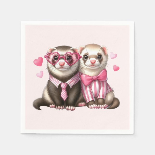 Serviette En Papier Couple mignon en amour (Devant)