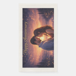 Serviette En Papier Couple romantique pour l'anniversaire au coucher d