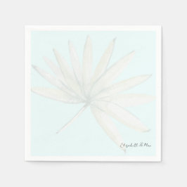 Serviette En Papier Couple Tropical Bleu de glace Nom Mariage
