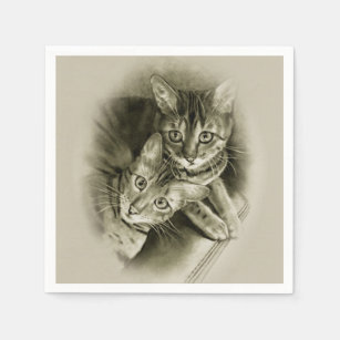 Serviettes Dessin Realiste Chat Zazzle Ch