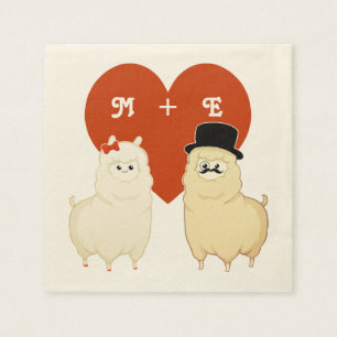 Serviette En Papier Couples de fantaisie mignons d'alpaga