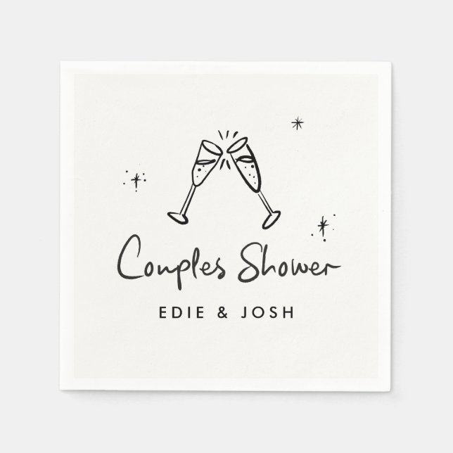 Serviette En Papier Couples douche moderne naturel élégant manuscrit (Devant)
