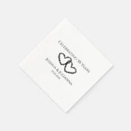 Serviette En Papier Couples Nom Modern Heart 50th Anniversary Party