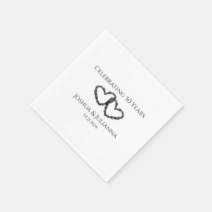Serviette En Papier Couples Nom Modern Heart 50th Anniversary Party