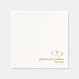 Serviette En Papier Couples Noms Élégant Golden Intertwins Coeurs