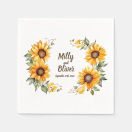 Serviette En Papier Courbes de tournesol : serviettes Mariages personn