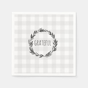 Serviette En Papier Couronne à motif gingham gris reconnaissant