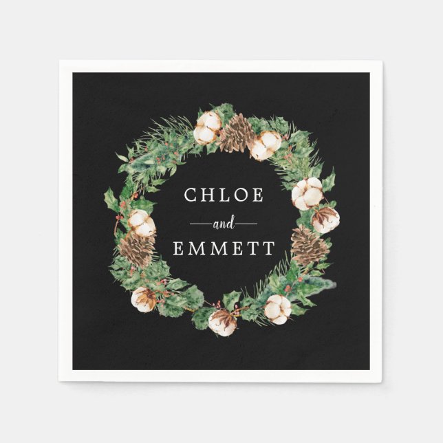 Serviette En Papier Couronne botanique d'hiver rustique Mariage person (Devant)