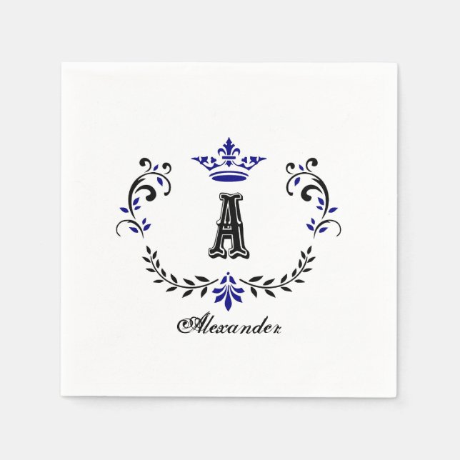 Serviette En Papier Couronne couronne Un Mariage Monogramme (Devant)
