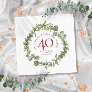 Serviette En Papier Couronne de bois pour les 40 ans de mariage Rubis 