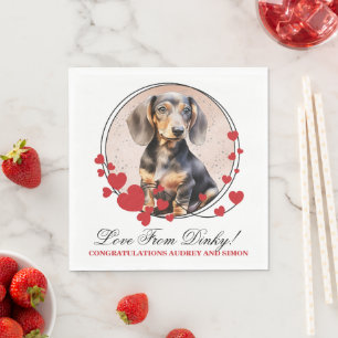 Serviette En Papier Couronne de coeur rouge avec photo de chiens tecke