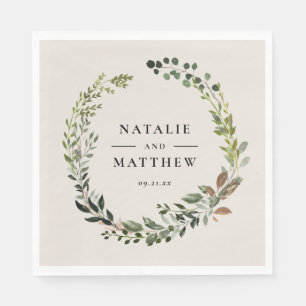 Serviette En Papier Couronne de feuillage rustique pour mariage automn