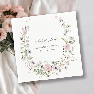 Serviette En Papier Couronne de fleurs sauvages lilas rose blush pour