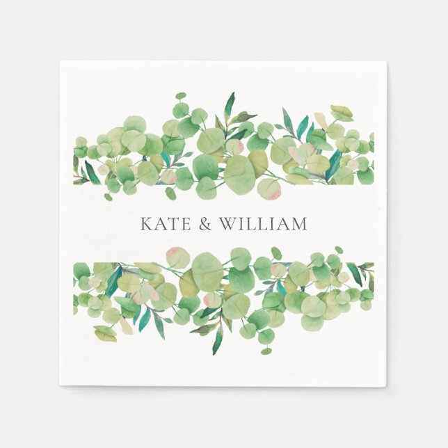 Serviette En Papier Couronne de mariage en eucalyptus verdoyant (Devant)