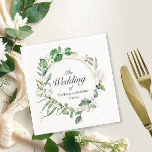 Serviette En Papier Couronne de mariage florale géométrique de verdure