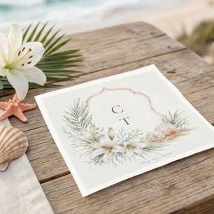 Serviette En Papier Couronne de mariage tropical bohème de plage