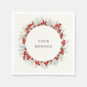 Serviette En Papier Couronne de Noël aux fruits rouges pour fête des F