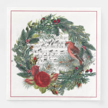 Couronne de Noël avec Roses et Grosebeak