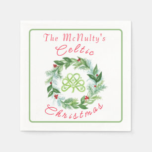 Serviette En Papier Couronne de Noël celtique aquarelle PERSONNALISER
