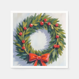 Serviette En Papier Couronne de Noël Fête Peinte