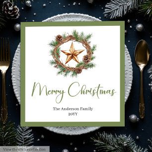 Serviette En Papier Couronne de Noël rustique bohème avec serviettes e
