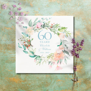 Serviette En Papier Couronne de roses d'été douces 60e / 75e anniversa