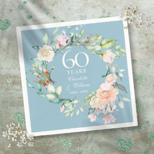 Serviette En Papier Couronne de roses estivales sucrées 60e / 75e anni