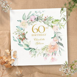 Serviette En Papier Couronne de roses estivales sucrées 60e anniversai