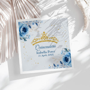 Serviette En Papier Couronne de Tiares en Or pour Quinceanera avec Pai