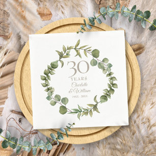 Serviette En Papier Couronne de verdure de perle pour le 30e anniversa