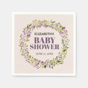 Serviette En Papier Couronne de verdure violette Baby Shower