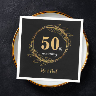 Serviette En Papier Couronne dorée pour le 50e anniversaire de mariage