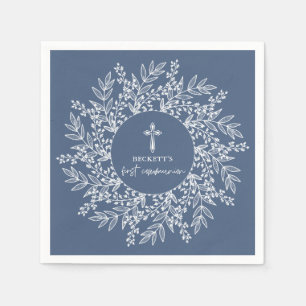 Serviette En Papier Couronne élégante et croix Garçon première communi