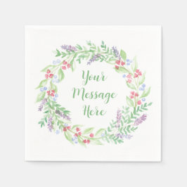 Serviette En Papier Couronne florale aquarelle peinte à la main