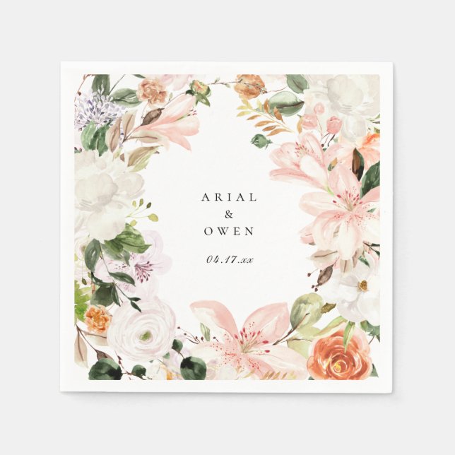 Serviette En Papier Couronne florale botanique de jardin (Devant)