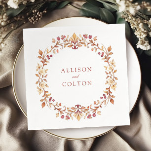 Serviette En Papier Couronne florale botanique vintage rouille pour ma