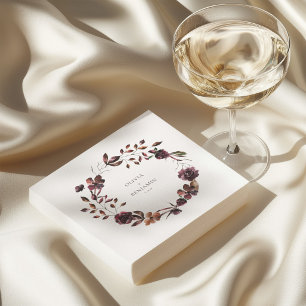 Serviette En Papier Couronne florale de vin de Bourgogne Mariage perso