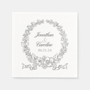 Serviette En Papier Couronne florale traditionnelle   Versailles Silve