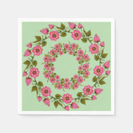 Serviette En Papier Couronnes florales roses | Papier mariage Napkin