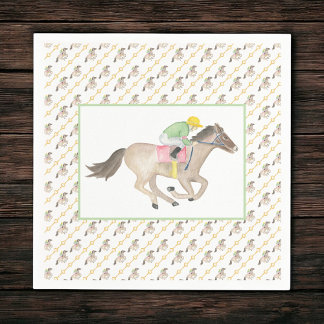 Serviette En Papier Course de chevaux de Derby fête Jockey Aquarelle O