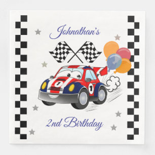 Serviette En Papier Course fête d'anniversaire   Voiture de course et 