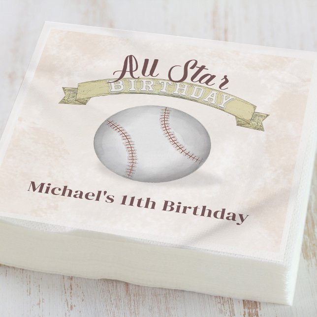 Serviette En Papier Coutume de baseball Anniversaire (Créateur téléchargé)