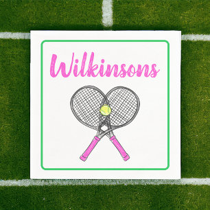 Serviette En Papier Coutume Preppy Pink Tennis Racquets Cocktail Party