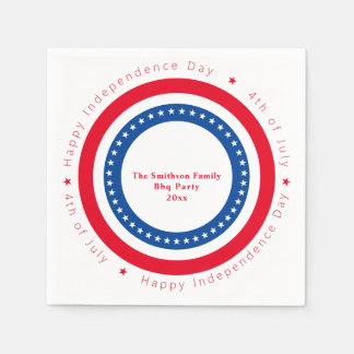 Serviette En Papier Coutume Rouge Bleu Joyeux Jour de l'Indépendance