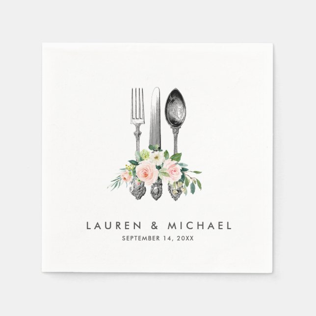 Serviette En Papier couverts fleuris verdure mariage serviettes (Devant)