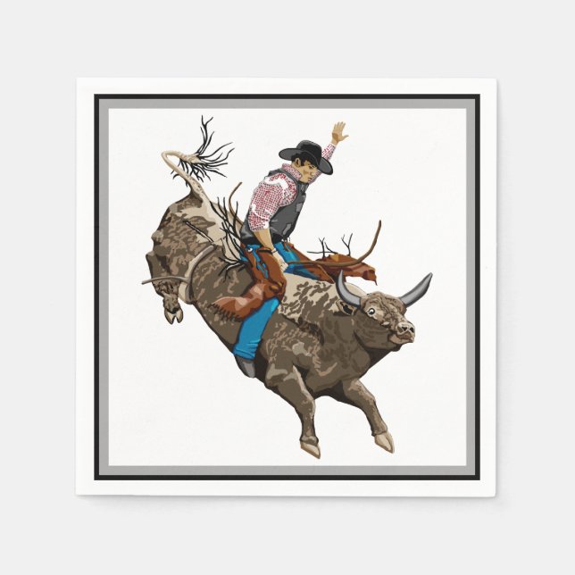 Serviette En Papier Cow-boy du rodéo du Vieux-Ouest (Devant)