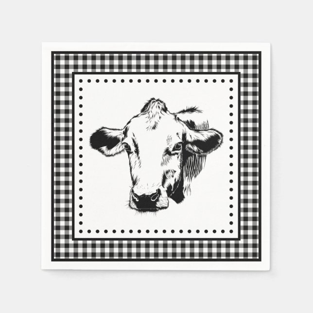 Serviette En Papier Cow En vichy Ferme (Devant)