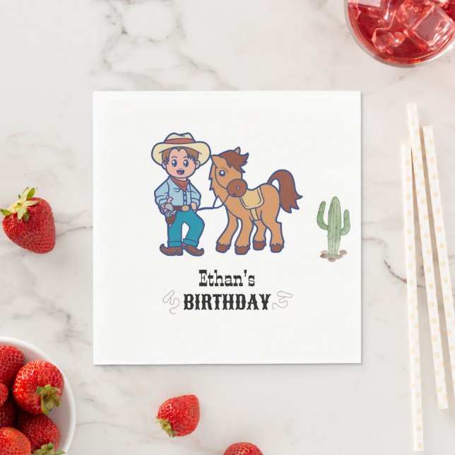 Serviette En Papier Cowboy Anniversaire Rodeo Party (En situation)