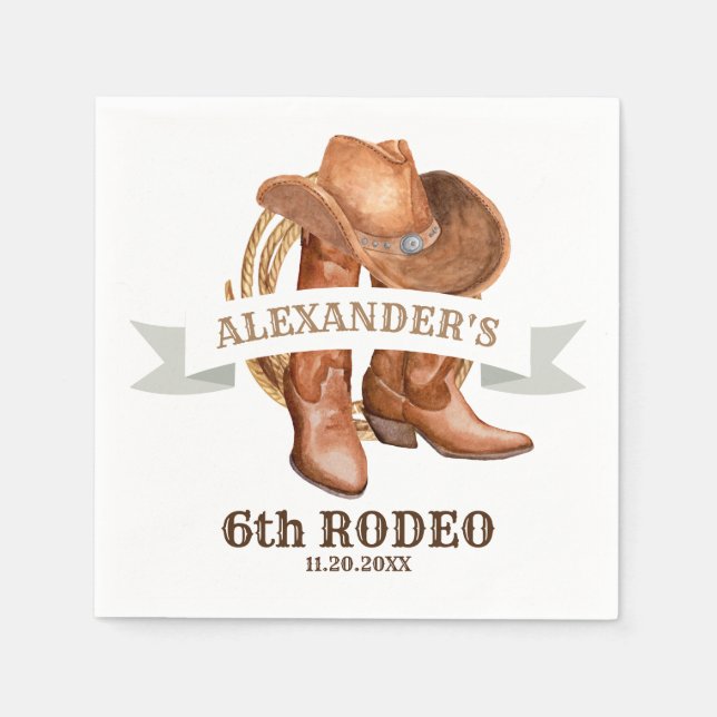 Serviette En Papier Cowboy Boots, Casquette et Lasso (Devant)